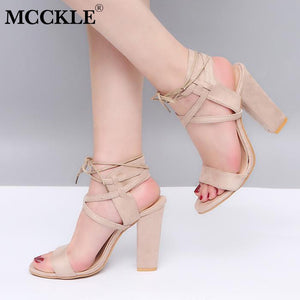 MCCKLE High Heel Gladiator Shoes