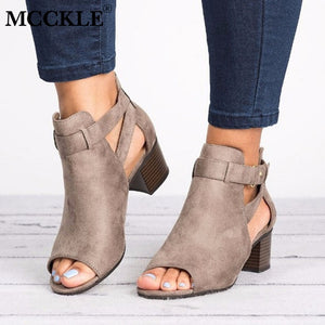 MCCKLE Woman Peep Toe Shoes