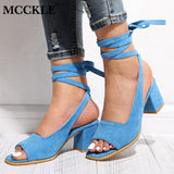 MCCKLE Women Ankle Strap Chunky Shoes